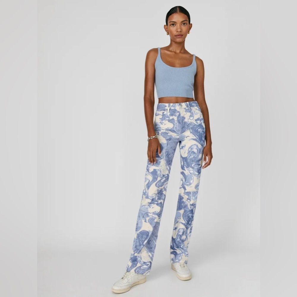 Reformation marble high rise straight jeans